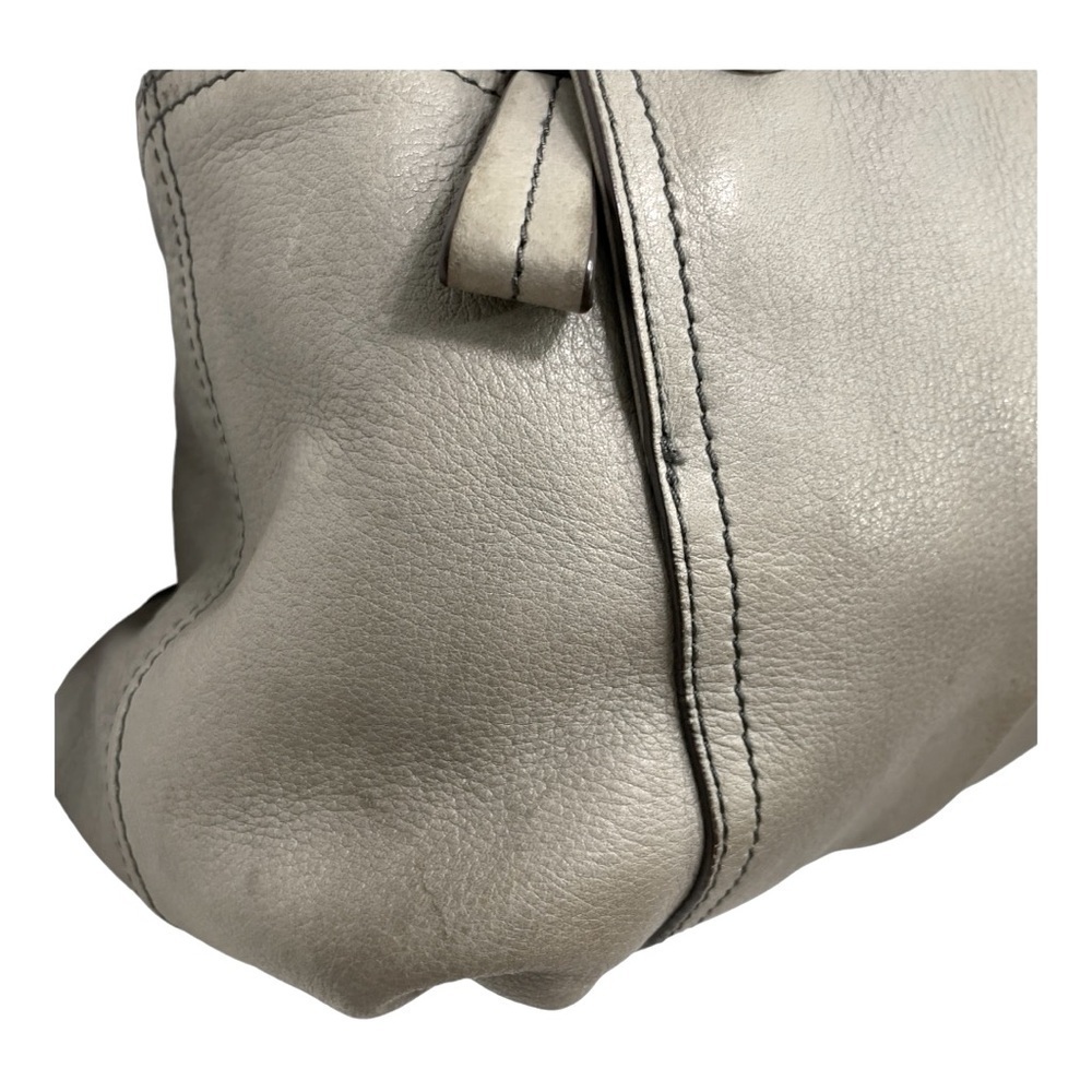 B. Makowsky Gray Pebbled Leather Hobo Shoulder Tote Bag Large Silver Hardware - Picture 11 of 16
